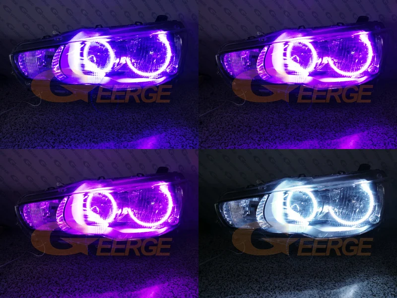 For Mitsubishi Lancer VIII 10 X EVO Galant Fortis BT App RF Remote Multi Color Ultra Bright RGB LED Angel Eyes Kit Halo Rings