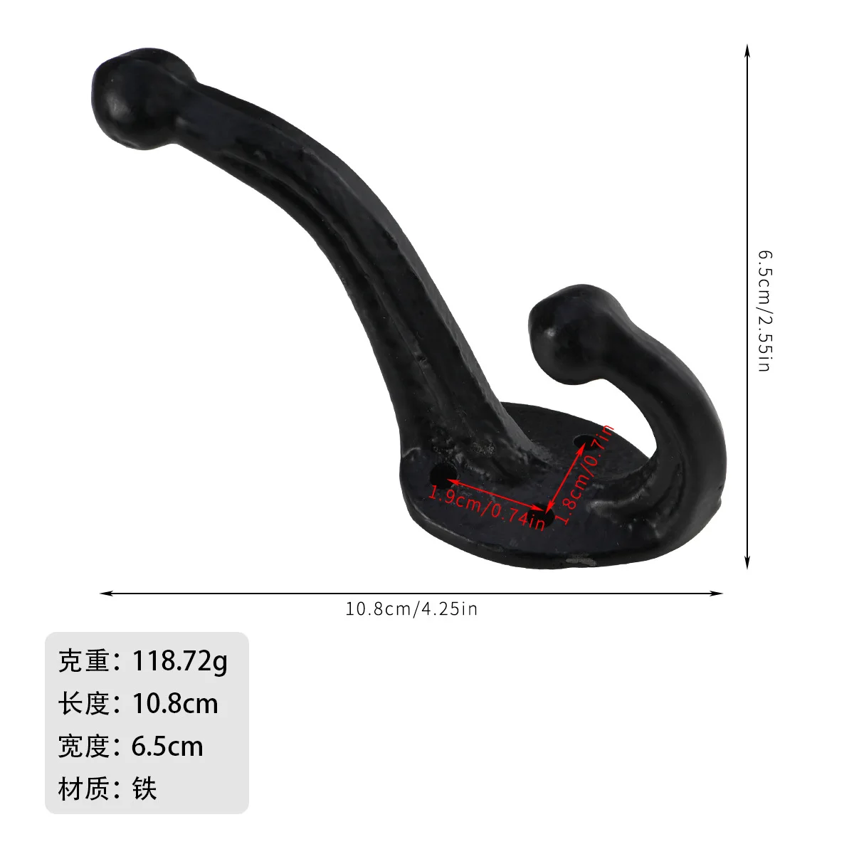 European industrial style clothes hook, cast iron door back hook, cast iron clothes and hat hook, retro iron decoration