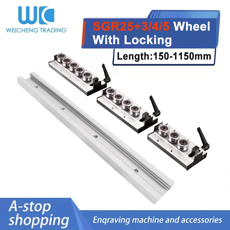 

1/2PC Built-In Dual-Axis Core Linear Guide SGR25 Length 150-1150mm+1/2/4PC SGB25-3/4/5 Wheel Lock Slide Rail Cnc Router
