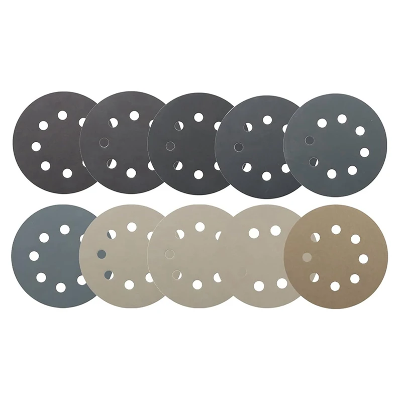 LJL-100Pcs Wet Dry Sanding Discs 125Mm,5 Inch 8 Hole Hook And Loop Sandpaper 400-7000Grits Assortment Set For Orbital Sander