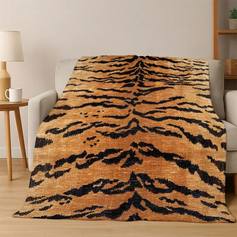 Manta de franela con estampado de leopardo y tigre, lujosa y suave, ideal para el dormitorio, la sala de estar, la cama, viajes, acampada o como regalo.
