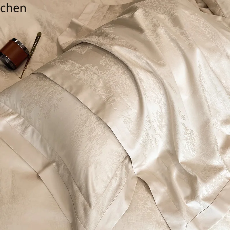 HXL 120-count long-staple cotton jacquard four-piece set of skin-friendly pure cotton bedding