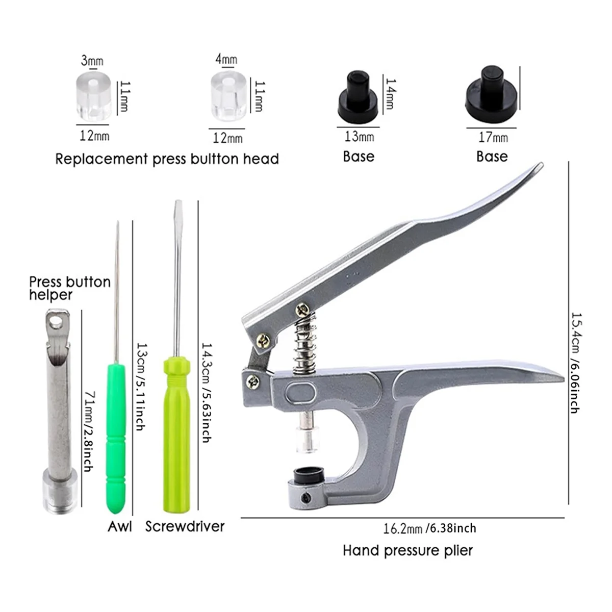 Snap Pliers for Crafts Clothing, Hand-Held Pliers Tool for Snap Plastic, Snap Button Fastener Press for T3 T5 T8 Snaps