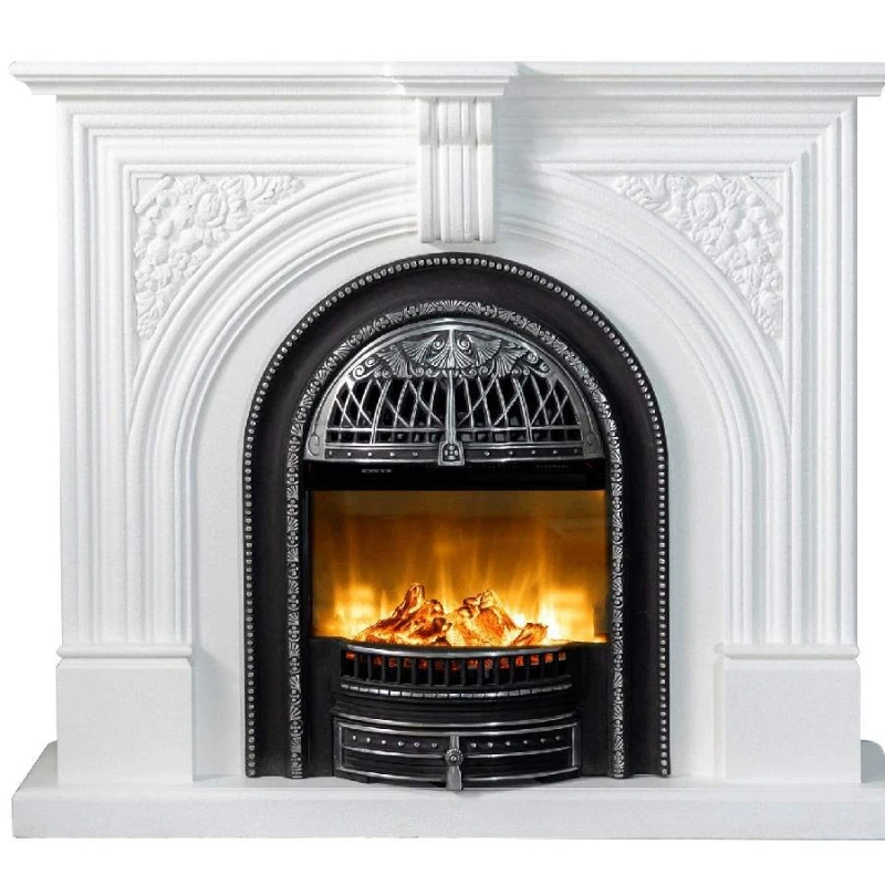 

French solid wood fire fireplace fake fire heating fake fire European living room bird cage decoration retro style porch cabinet