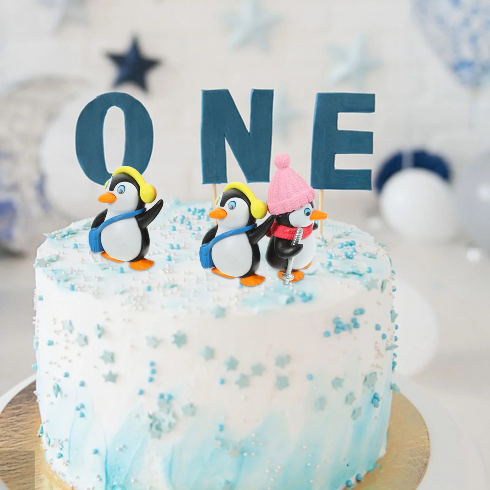 

4Pcs Penguin Cake Decoration Cartoon Style Birthday Party Cake Topper Christmas Animal Cupcake Ornament Desktop Decor