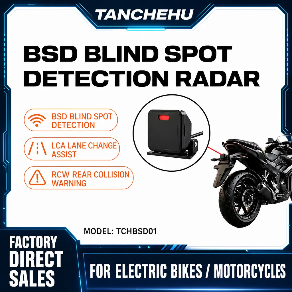 Motorcycle BSD Blind Spot Safety Kit - Blind Spot Detection and Lane Change Warning IP67 Waterproof Motorcycle Accessories
