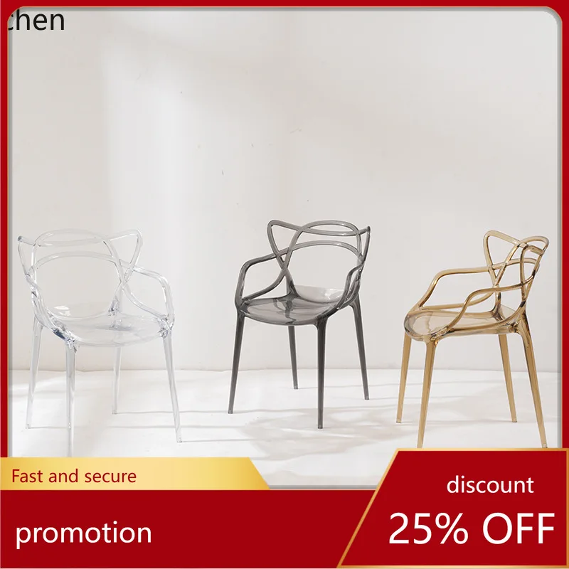 

CZ Modern Transparent Crystal Dining Chair Simple Home Backrest Chair Plastic Creative Stool