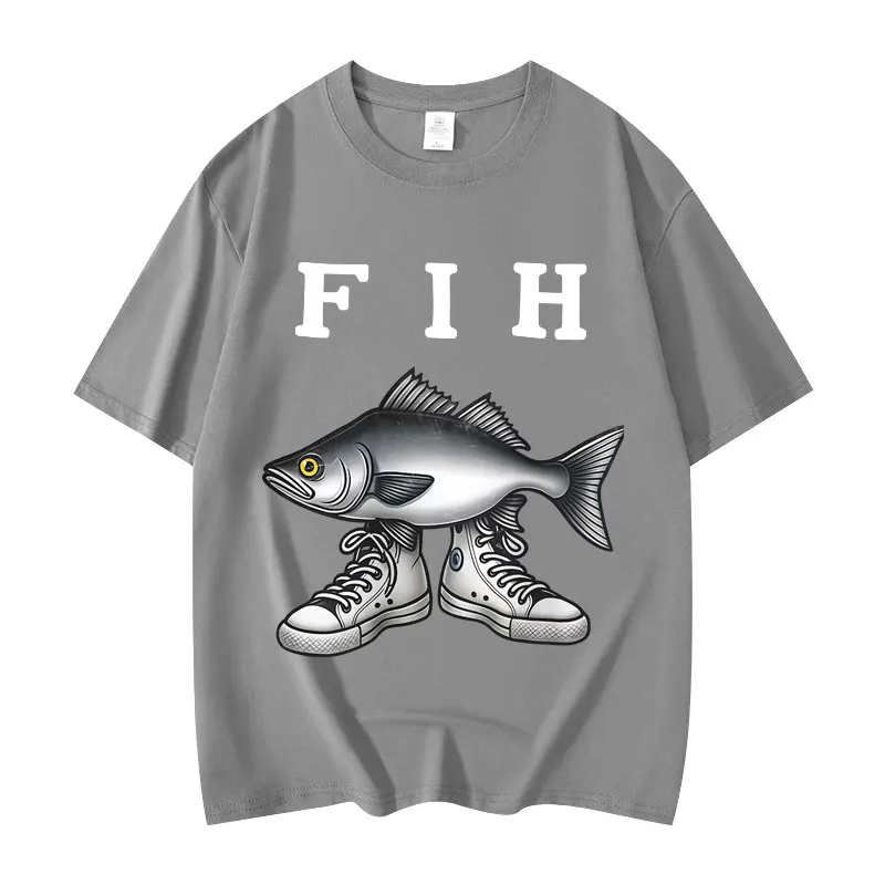 أحذية Divertido Fih Misspelled Fish Meme camisetas Graficas moda deventa al poramento camisetas de manga corta للجنسين كاجوال