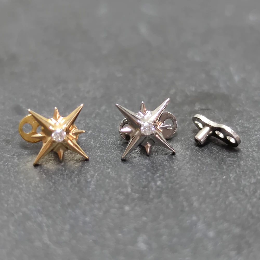 G23 Titanium Zircon Micro Dermal Anchor Piercing Tiny Dermal Anchor Flower Surface Piercings Skin Diver Body Jewelry