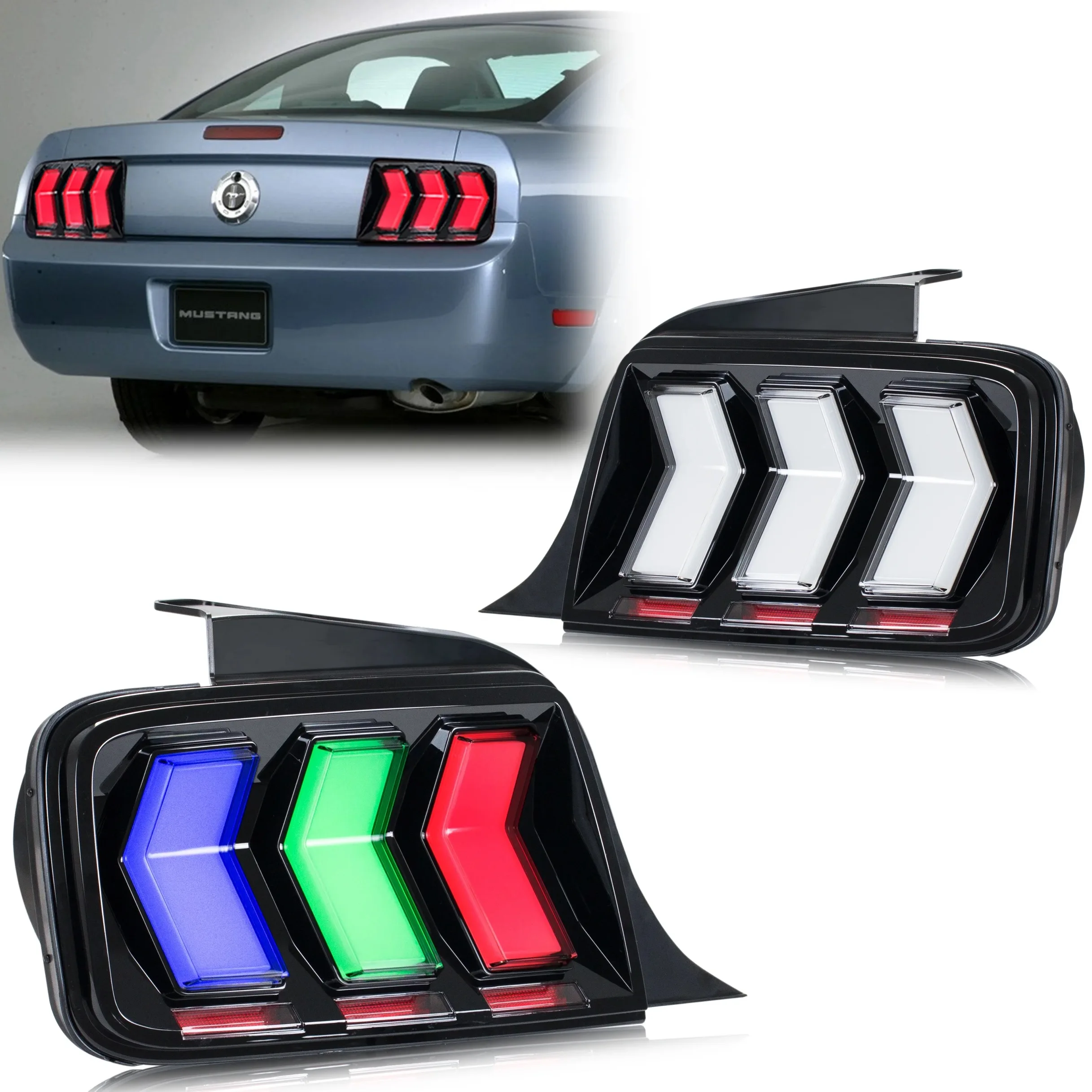 HOSI LED-achterlicht voor Ford Mustang 2004-2009 Achterlicht Auto-accessoires RGB Plug en Play