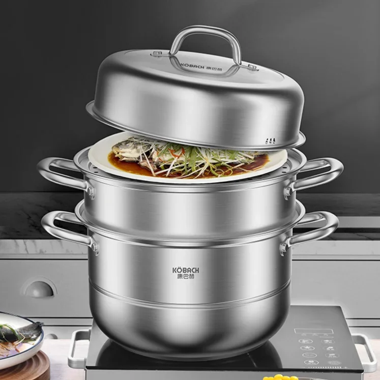 Boiler Household 304 Stainless Steel Thickened Triple Layer Gas Stove Large Cage Drawer Multifunctional Steamer  Cooker