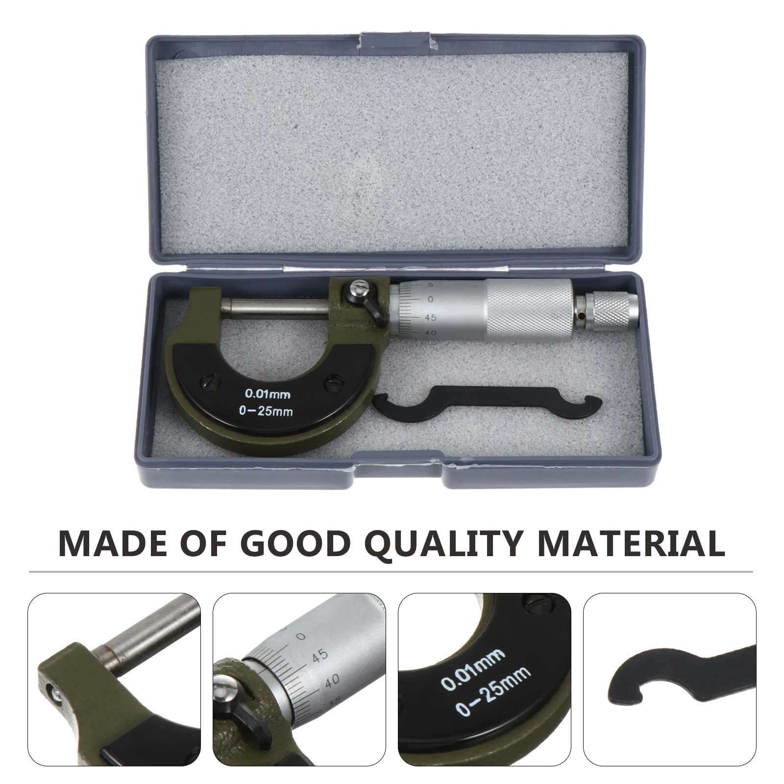 1 قطعة متري خارج ميكرومتر الكربون الصلب 0-25 مللي متر الدقة خارج قياس سمك قياس ميكرومتر أداة قياس #1