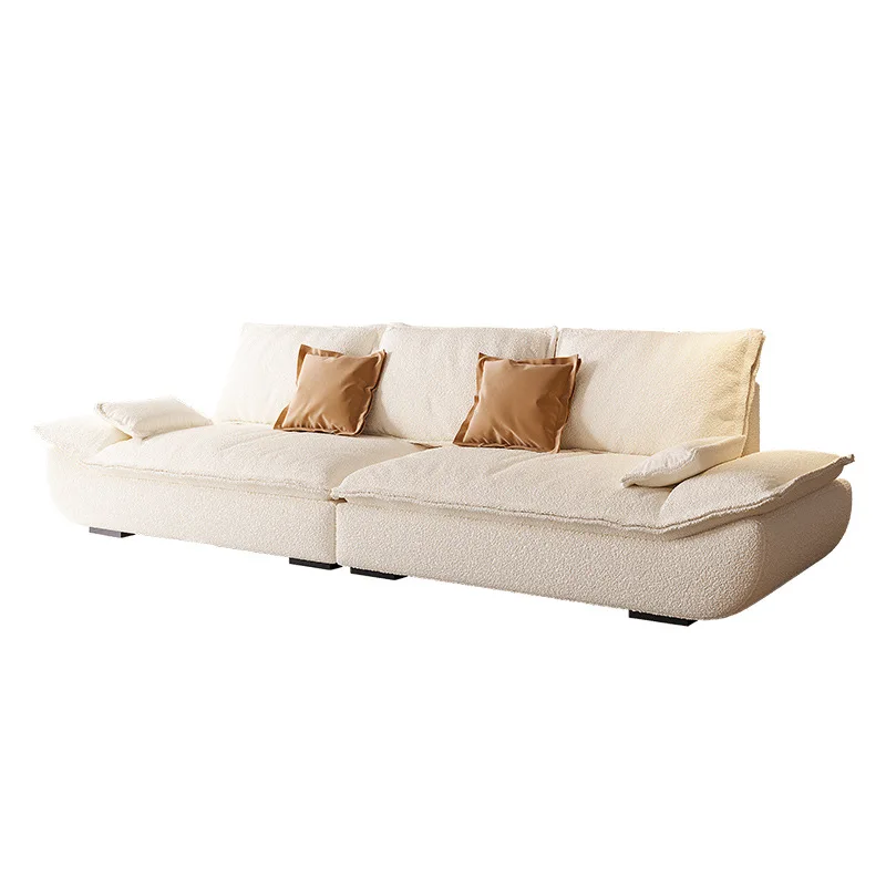 

Lamb down sailboat sofa modern minimalist cream style small living room straight row Nordic down fabric sofa