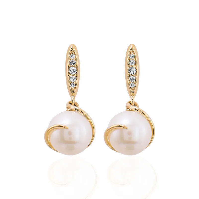 

Provence 14K Yellow Gold Fabulous Drop Earrings With 9mm Natural Fresh Water Pearls For Lady‘s Jewelry Fashion Earrings Gift