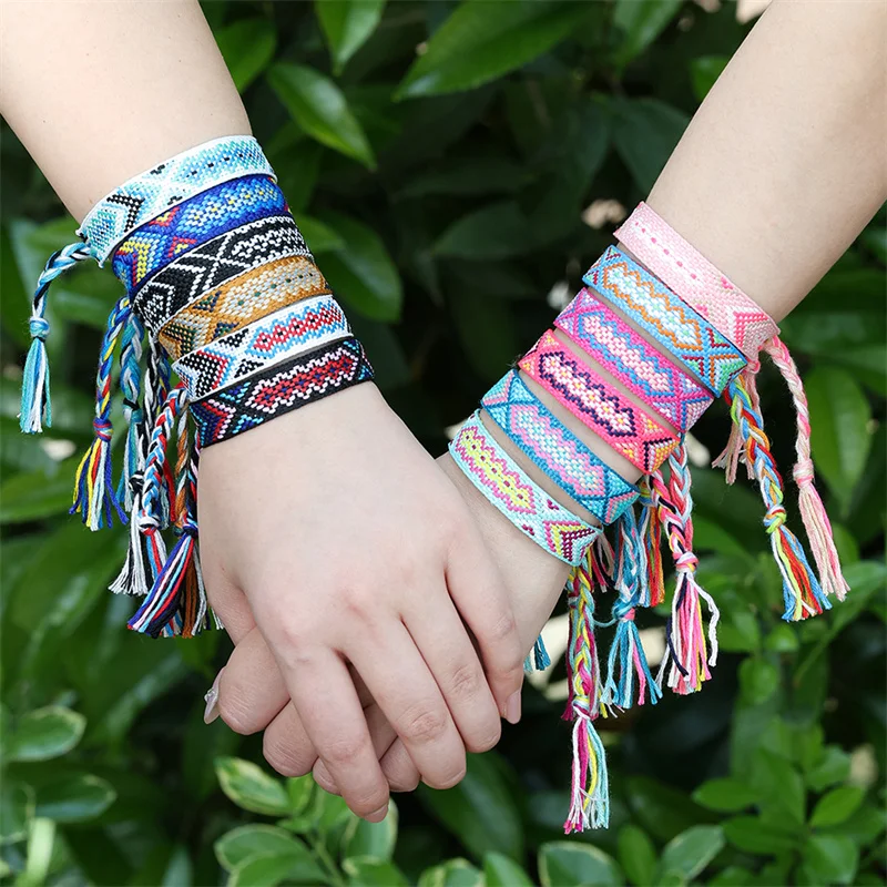 UILZ 6/12 Pcs Random Handmade Weave Friendship Bracelet Brazil Colorful Braided Rope Thin String Strand Bangles