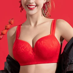 New Womens Red Bra Series Full Coverage Lightly Padded Underwire Female Plus Size Push Up Lingerie 34 36 38 40 42 C D E F G