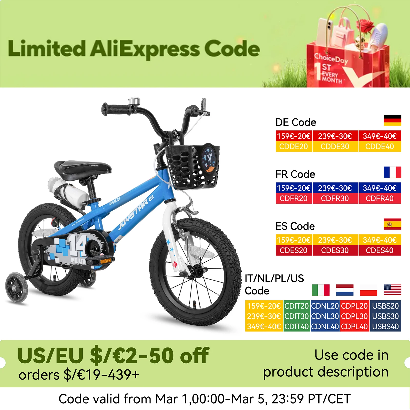 JOYSTAR Children's Bicycle for Boys Girls Age 3-12 Years, Kids' Bicycles with Light Up Training Wheels, Multiple Colors