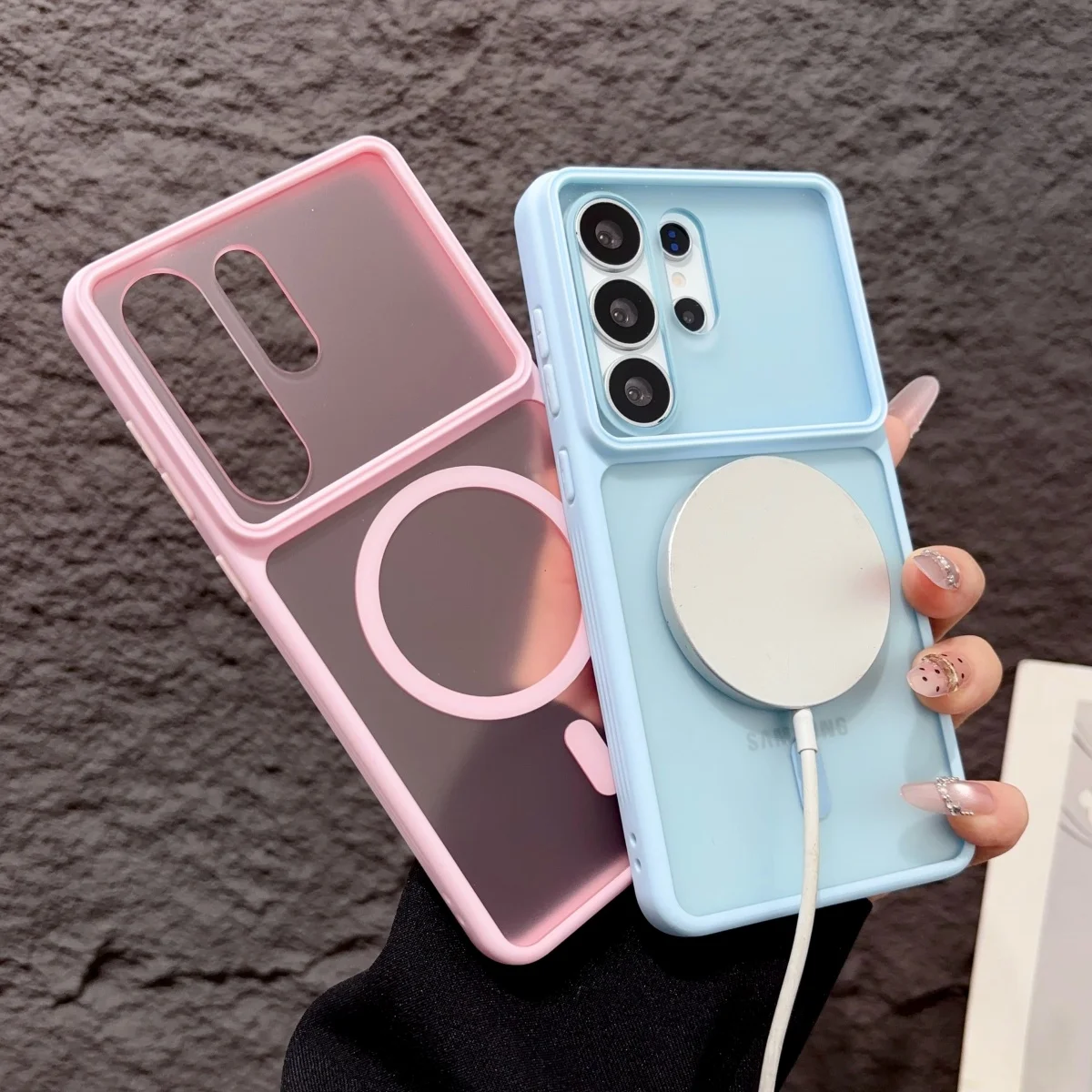 Candy Color Macaron Frosted Clear Hard Magnetic Phone Case For Samsung S26 S25 S24 Ultra For Magsafe Wireless Charge Slim Cover
