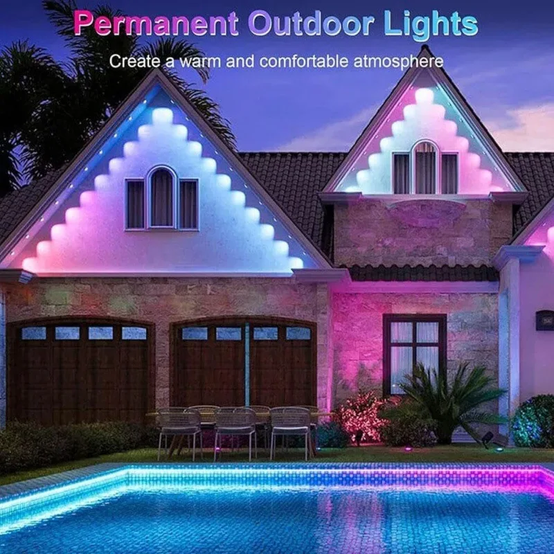 30M Outdoor Smart Permanent Lights String With Remote Control RGB LED Fairy Light Garland IP68 Waterproof  For Christmas Decor
