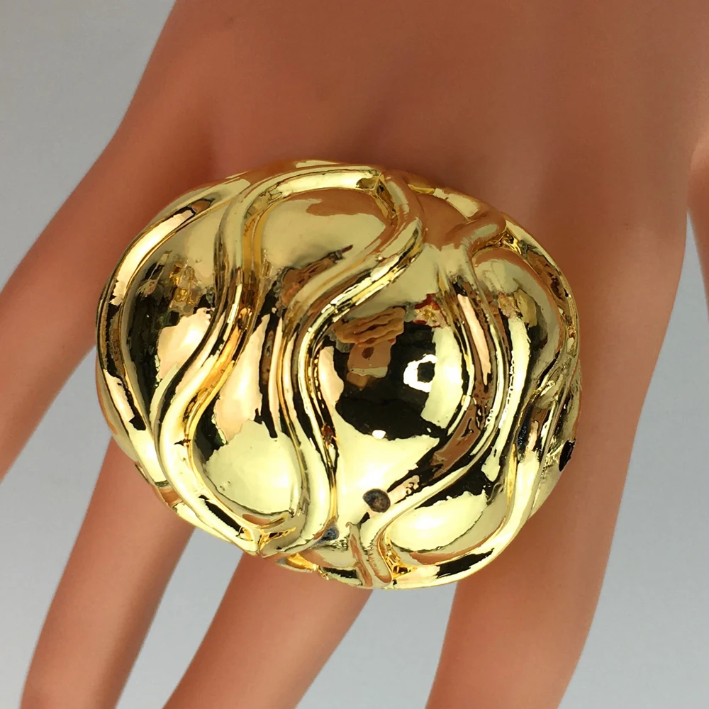 Yuminglai-女性のための大きなカクテルパンチングリング,18k-reur-金メッキリング,高品質のギフト,無料配達,fhk16816