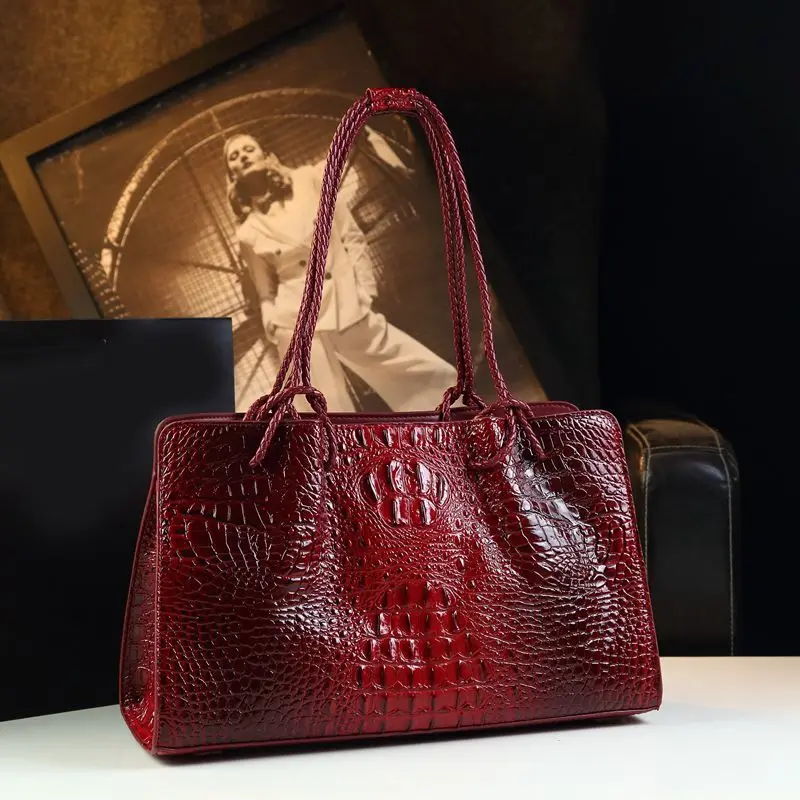 

Designer Brand Crocodile Leather Tote Large Capacity Handbag New Fashion Shoulder Underarm Bags for Women