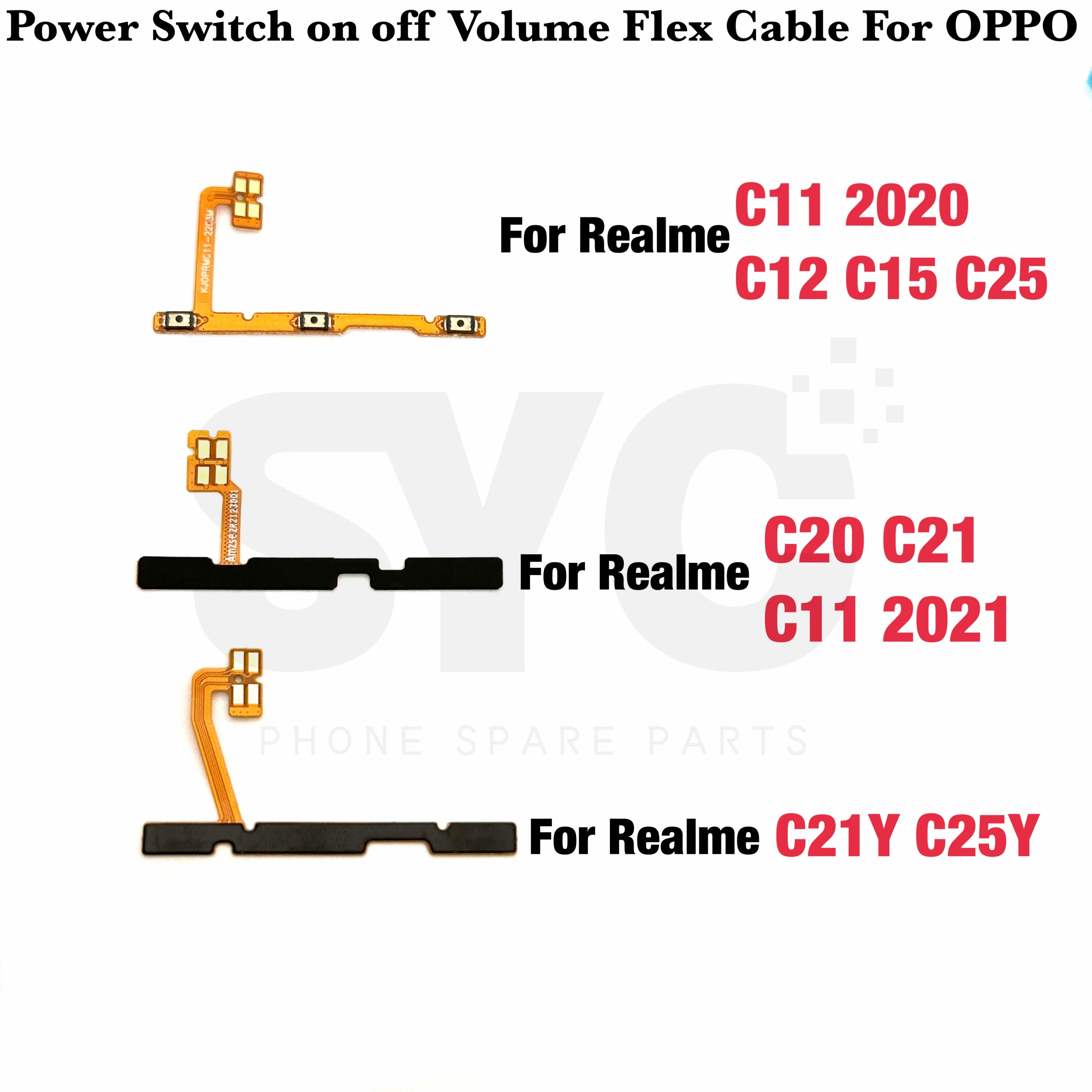 

1Pcs New For Realme C11 2020 2021 C12 C15 C20 C21Y C25Y Power Volume Button Key Flex Cable Repair Parts