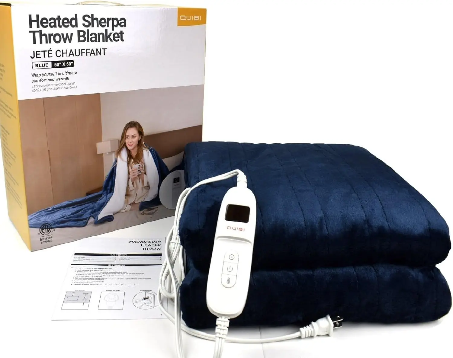 

Cozy Electric Heated Throw Blanket 50x60 Inch, 10 Heat Settings & Auto Shut Off, Dark Blue