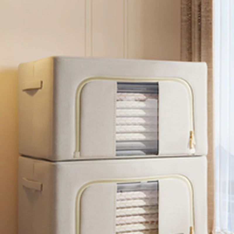 Foldable Leather Storage Box Capacity Quilt Blanket Closet Wardrobe Clothes Storage Box Home Storage Box-AT35