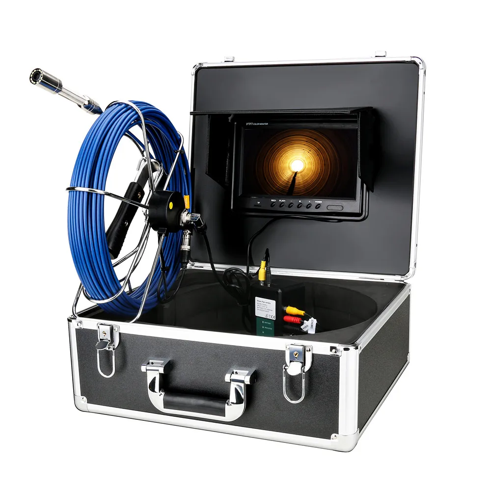 Drain Sewer Pipeline Industrial Endoscope DVR Recording 9 Inch Sewer Pipe Inspection Camera 20/30M Cable with Meter Counter
