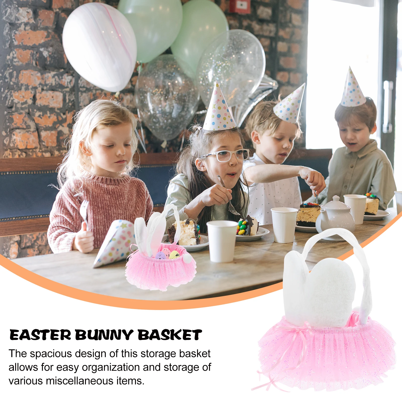 

Cute Ears Flower Basket 5854 Easter Tote Storage Baskets Small Handmade Weaving Handles Lightweight Easter