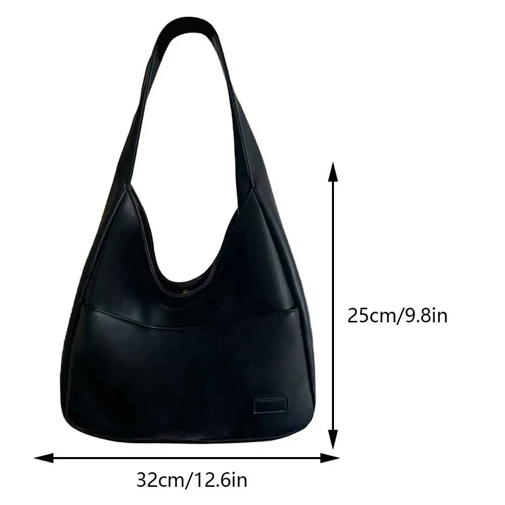 Vrouwen Pu Lederen Schoudertas Trendy Retro Tote Handtas Grote Capaciteit Tas Oksel Tas Zachte Onderarm Tas Herfst Wintertas