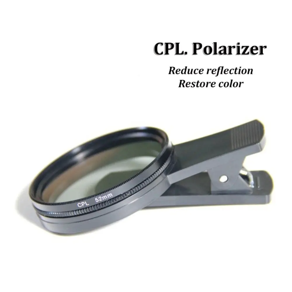 Filtro universal de lente de câmera cpl, 52mm 67mm, com clipe, polarizador profissional, portátil, anti-reflexo, filtro de telefone para todos os telefones