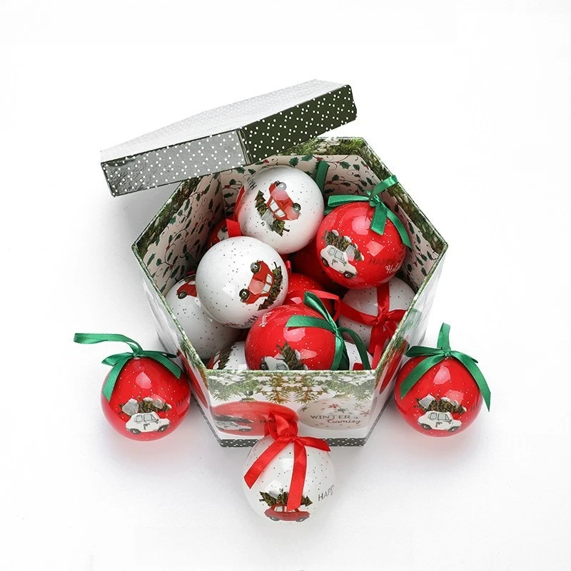 

7,5 см-14 шт. окрашенные пенопластовые рождественские шары, рождественские декоративные подвесные украшения, новогодняя вечеринка, рождественские шары, кулон, подарочный набор