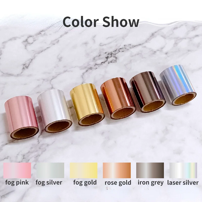 Gold Siver Hot Foil Transfer Paper Hot Stamping Machine Hot Iron Papers Leather Color Stamping DIY Anodized Aluminum 6colors Set