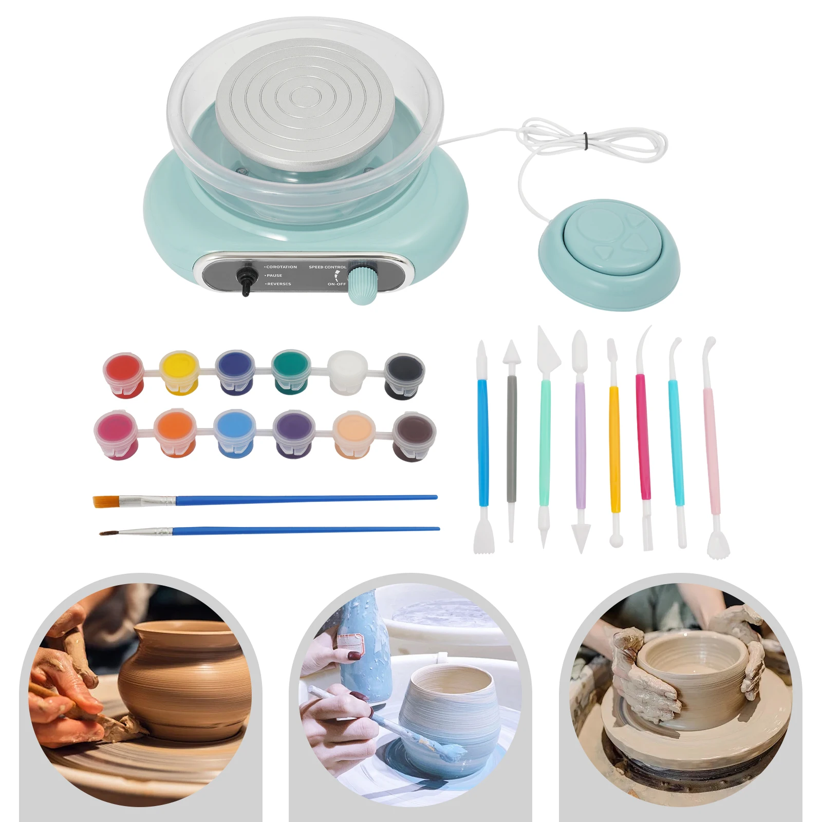

Electric Pottery Wheel Machine with 3 Clay Bags Mini Pottery Wheel Kit for School Teaching DIY Ceramic Studio Home and Beginner
