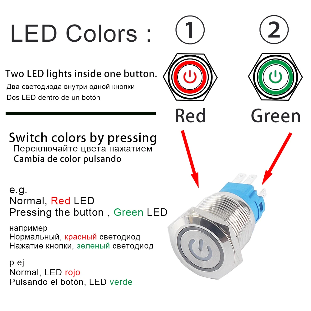 DIY Logo Symbol Icon Signal Custom 16/19/22MM 2 color Metal Push Button Switch Waterproof LED Lamp Light Fix/reset Fan Horn Car