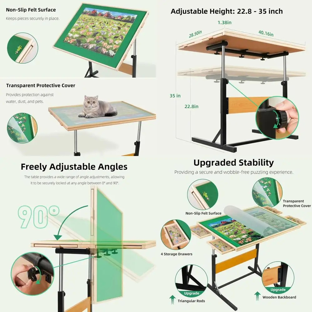 

Adults' Wooden 2000-Piece Puzzle Table with 4 Drawers, Enhanced Stability, Lightweight Design, Ideal Gift for Puzzle Enthusiasts