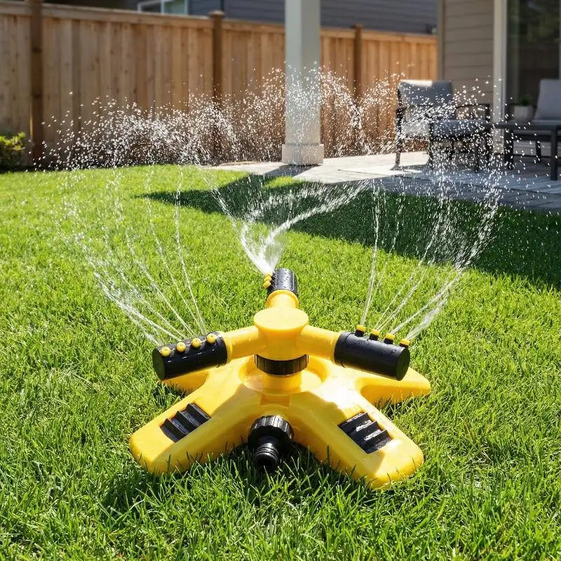 Garden Lawn Sprinkler 360 Degree Rotation Automatic Watering System Adjustable Nozzle Uniform Water Supply for Lawns