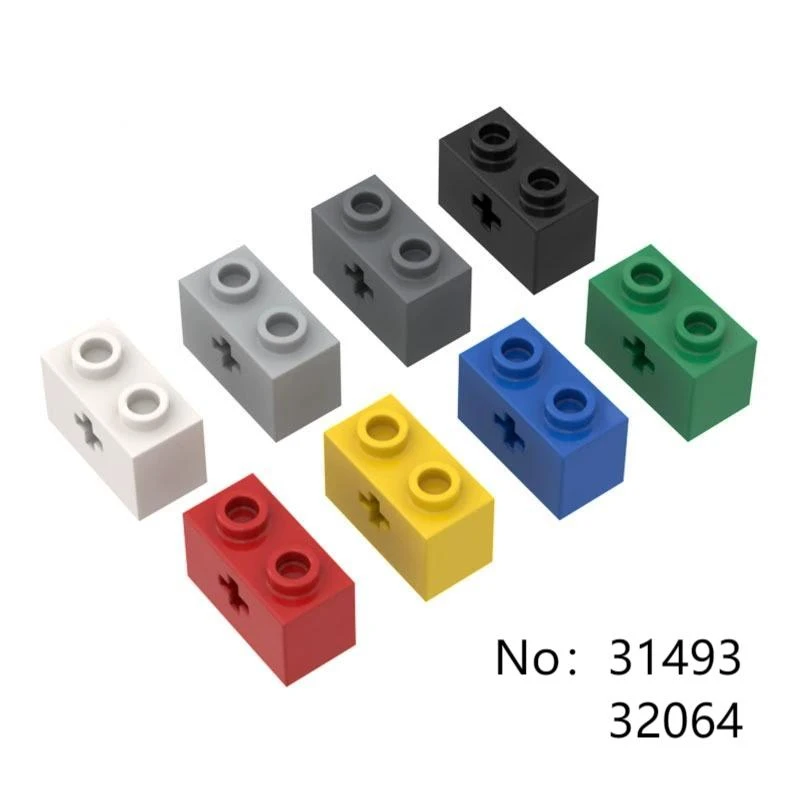 

Конструктор MOC 1x2 с отверстием для оси, детали 31493/32064, 50 г/62 шт., технические кирпичики, набор для сборки, игрушки, подарки DIY