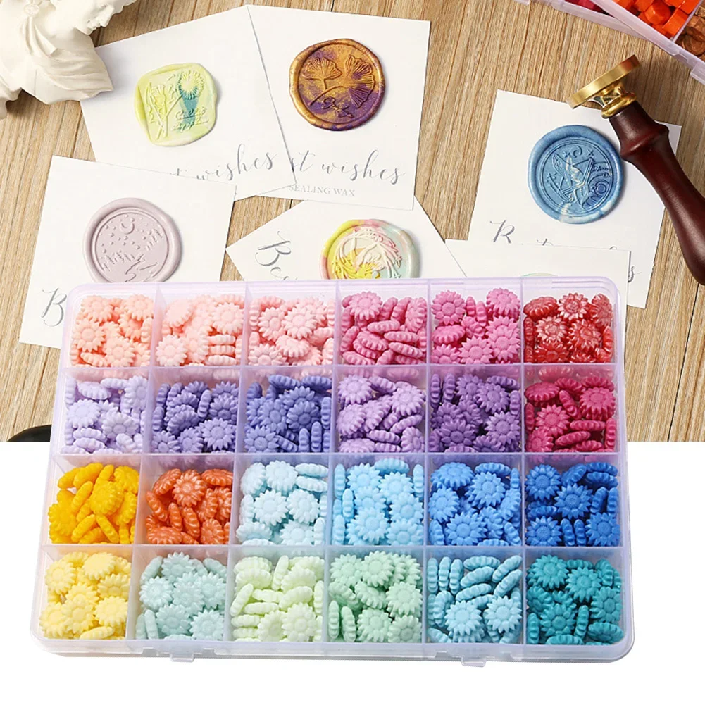 250/600PCS Zonnebloem Kleurrijke Zegellakzegel Stempel Wax Kralen Scrapbook Materiaal Bruiloft Verjaardag Kerst Uitnodiging Stempel Decor