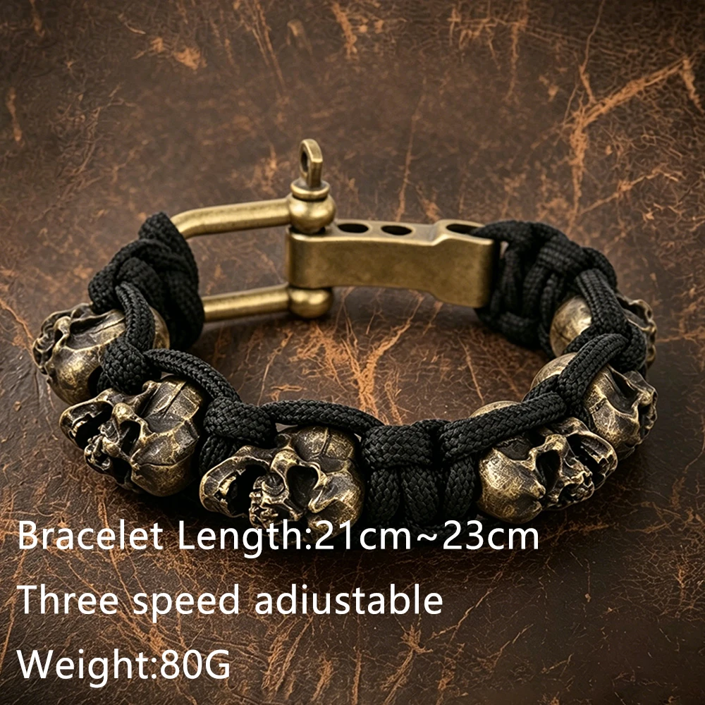 Gotisches Totenkopf-Armband für Männer Vintage Punk HipHop Verstellbarer Motorrad-Charm Schmuck Geschenk Großhandel Dropshipping – Detail 4