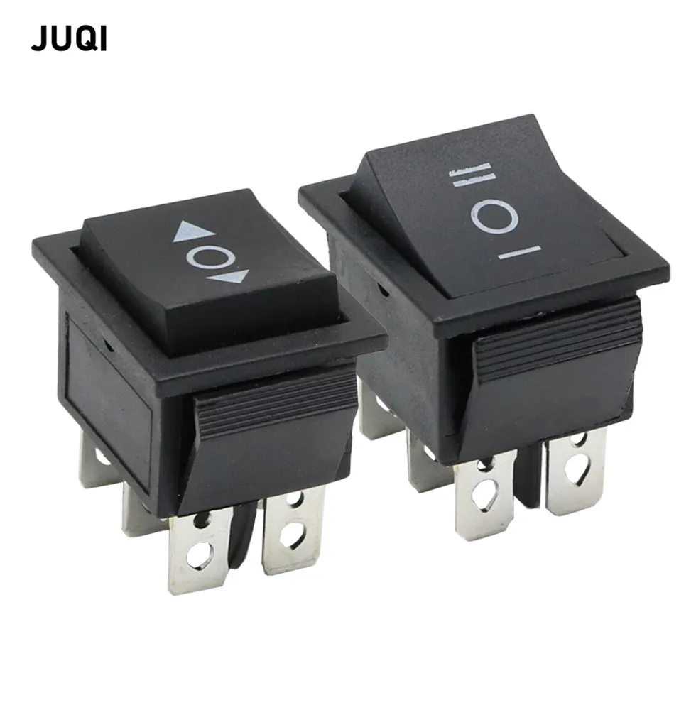 1PCS KCD4 Black Rocker Switch Power Switch ON-OFF-ON 3 Position 6 Pins The arrow is reset 16A 250VAC/ 20A 125VAC