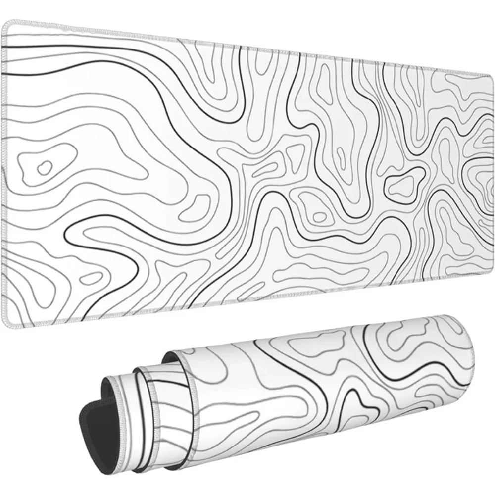 White Contour Line Rubber Desktop Mouse Pad Gaming Mats Anti