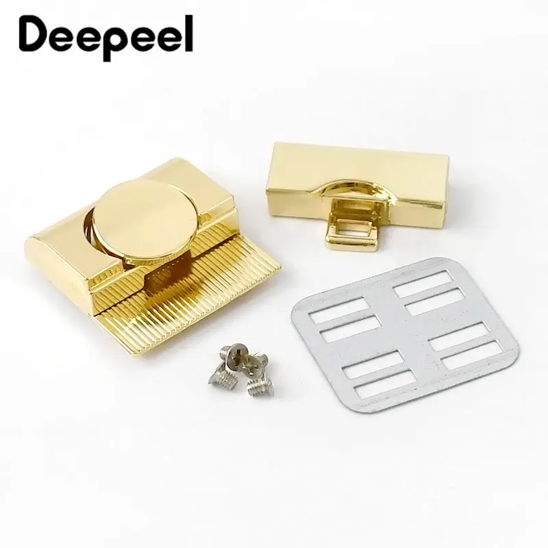 2/5Pcs 33mm Metal Bag Lock Buckle Square Snap Clasp Women Handbag Purse Closure Turn Twist Locks DIY Repair Hardware Accessories