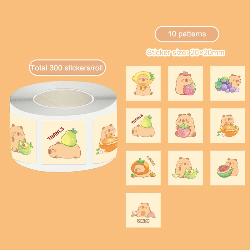 300 Stickers Cartoon Capybara Graffiti Sticker For Water Bottle Laptop Luggages Laptop Decals Decoration Kid Reward Gift Toy