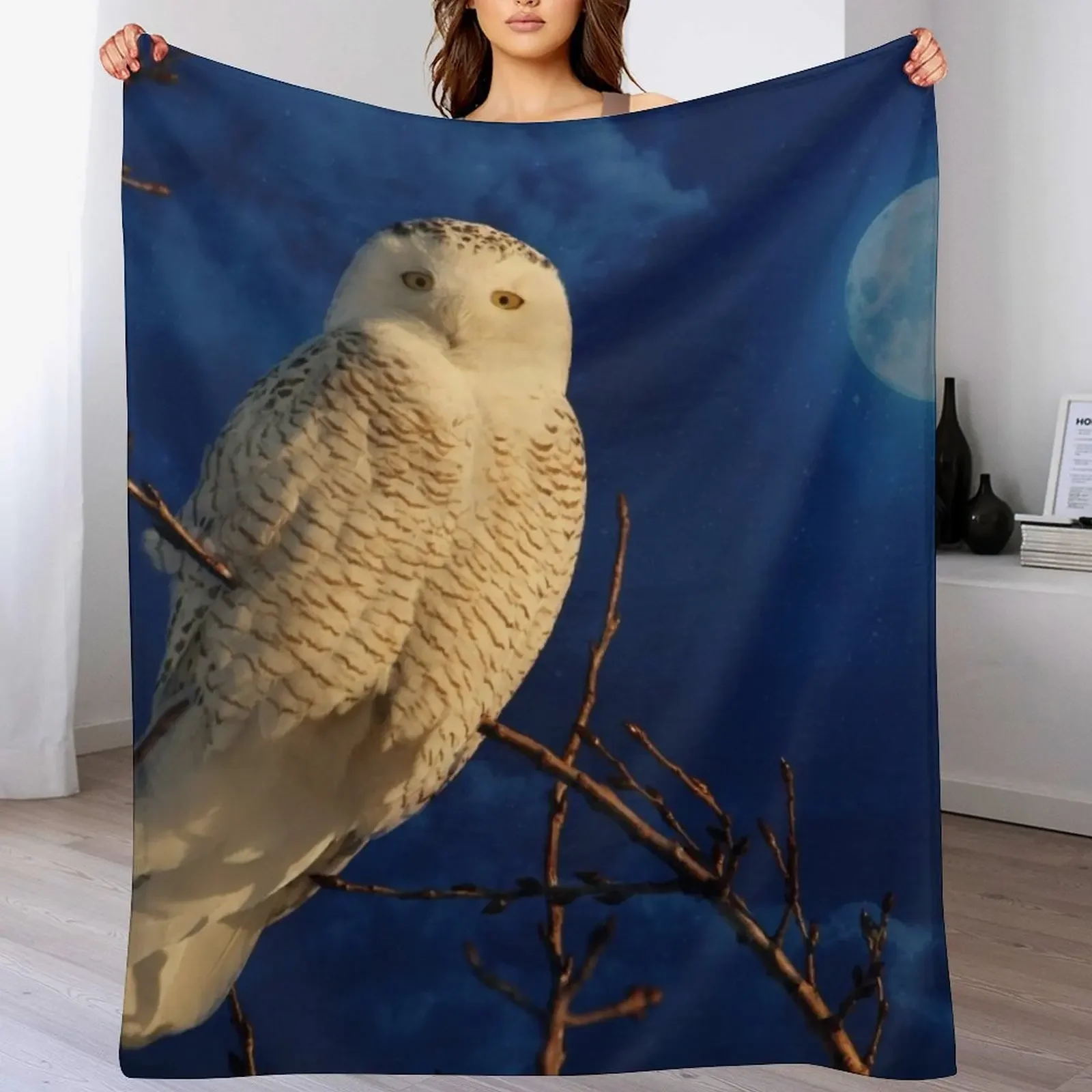 

The owl and the mystical moon Throw Blanket Sofa Shaggy Hair Heavy Blankets
