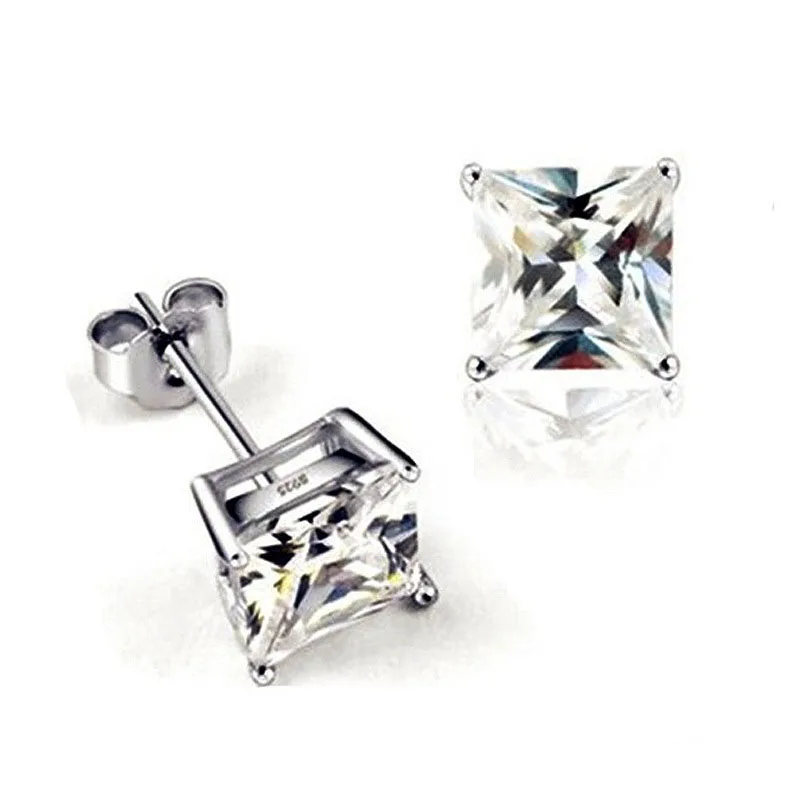 Pendientes 925 Silver Needle Jewelry Luxury Square Zircon Earrings For Women Brincos Para As Mulheres Boucle Nausnice Ohrstecker