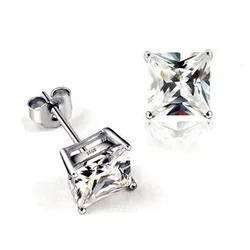 Pendientes 925 Silver Needle Jewelry Luxury Square Zircon Earrings For Women Brincos Para As Mulheres Boucle Nausnice Ohrstecker
