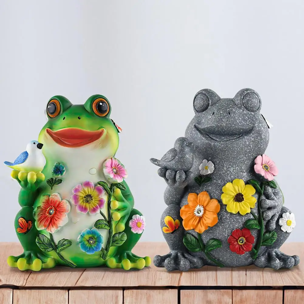 

Outdoor Garden Decoration Solar Frog Statue with Led Lights for Garden Home Decor Resin Frog Sculpture for Patio for Mom