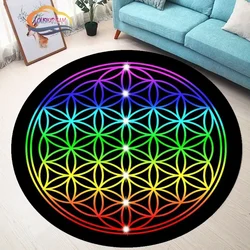 Sacred Planet Geometry Flower of Life Round carpets Yoga Mat Cushion Living Room Bedroom Study Rug Print Anti-Slip Chair